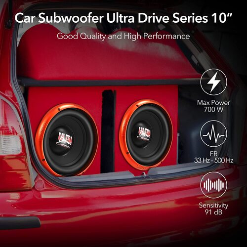 Cadence 10 Inch Car Subwoofer, High Performance 700 Watts Dual 4 Ohm 2 Inch Black Aluminium 4 Layer Voice Coil, Ultra Drive Series 