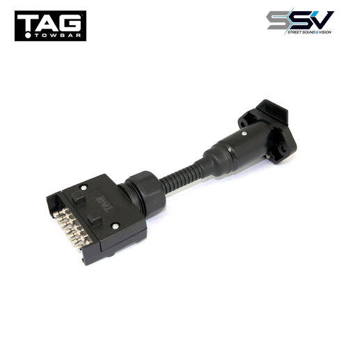 TAG Pulse Trailer Adapter - 7 Pin Flat Plug to 7 Pin Small Round Socket