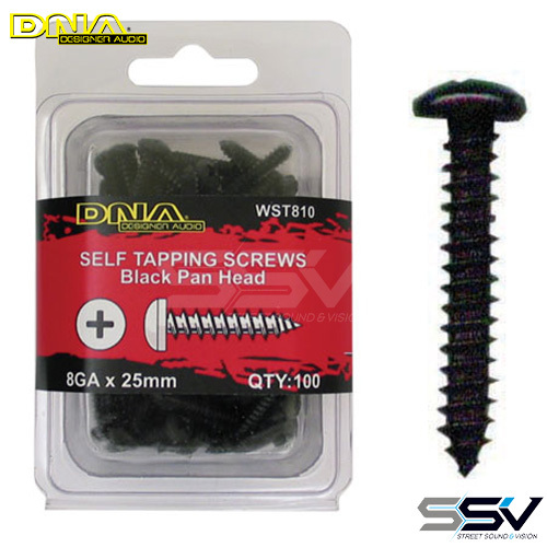 DNA WST810 25mm Self Tapper Screws 8G 100 Pk Black