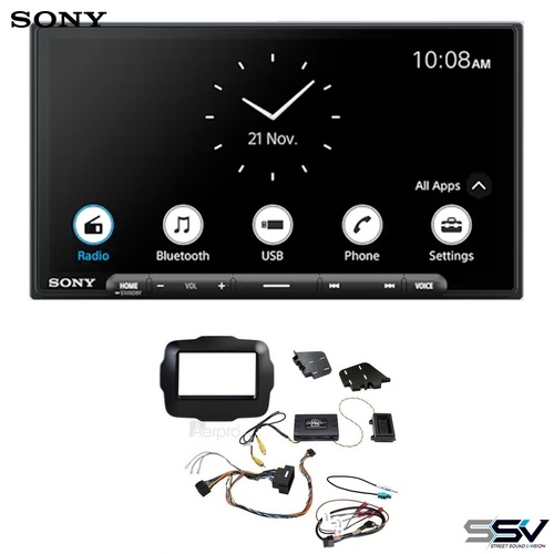 Sony XAV-AX6000 wireless apple carplay and android auto with Aerpro FP8347K Install Kit To Suit Jeep Renegade 2015-