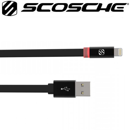 Scosche FlatOut LED 0.9m Charge & Sync Cable with LED Indicator for Lightning devices - Black (i3FLED)