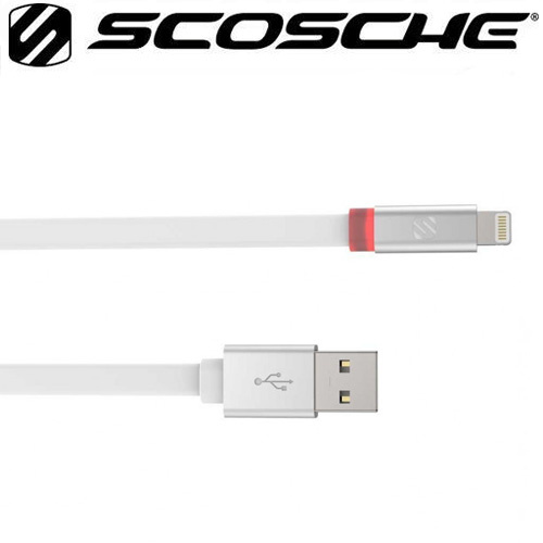 Scosche FlatOut LED 0.9m Charge & Sync Cable with LED Indicator for Lightning devices - White